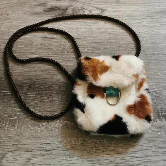 Cow Print Faux Fur Crossbody Bag